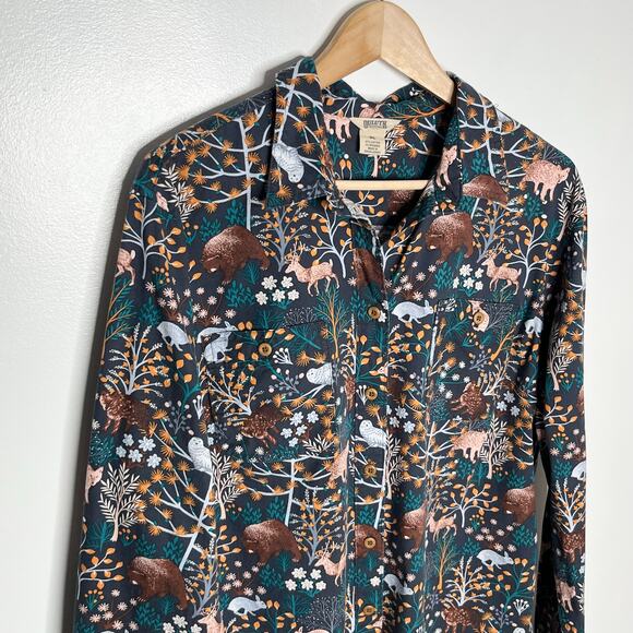 Duluth Trading Co Long Sleeve Button Up Shirt Womens XL Animal Floral Print - Picture 4 of 9